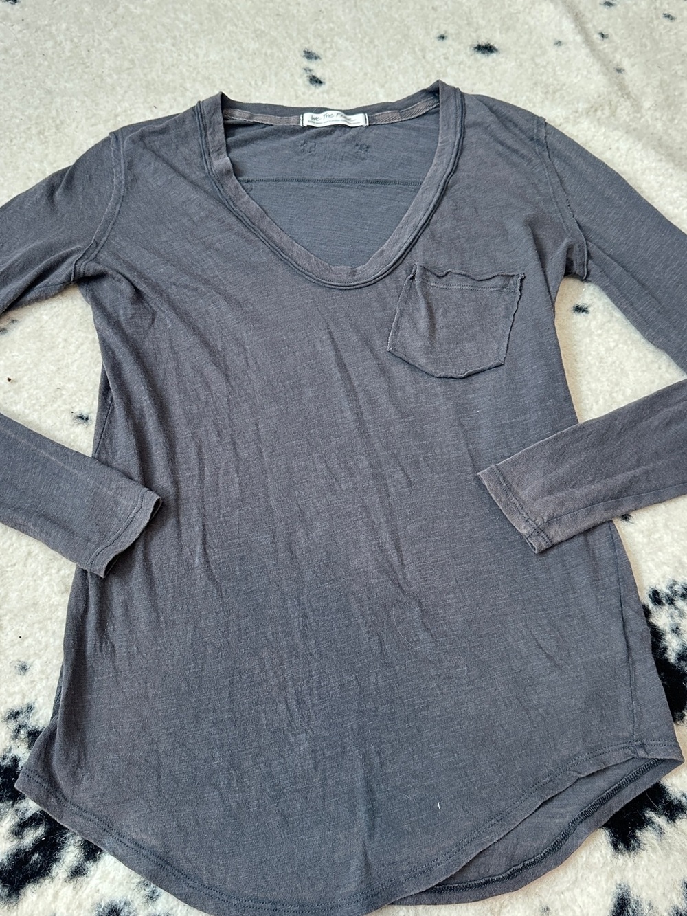 We the Free by Free People Long Sleeve Classic Grey Pocket Shirt